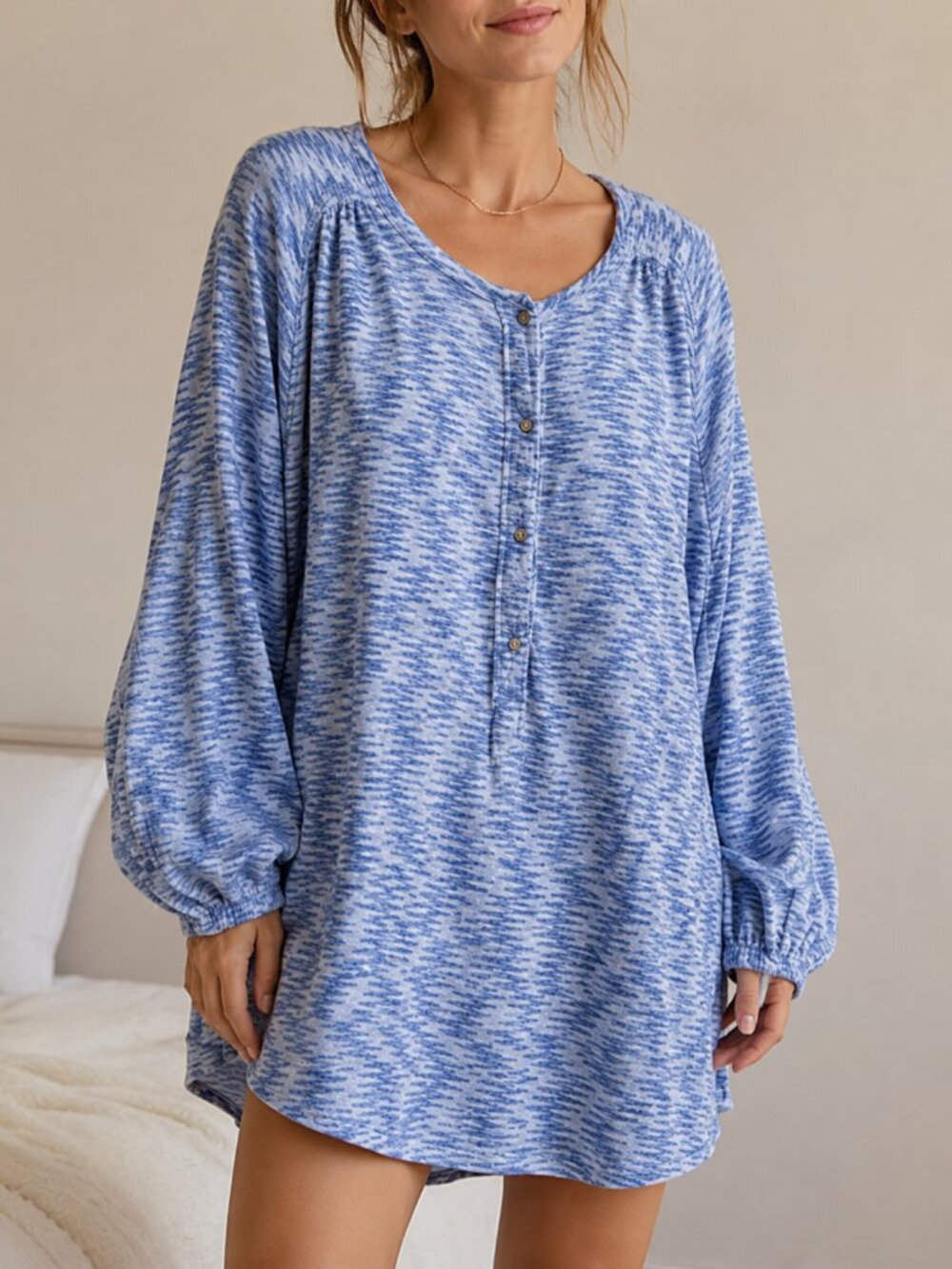 Intimately Free People Blooms For You Sleep Shirt | Blue & White | M